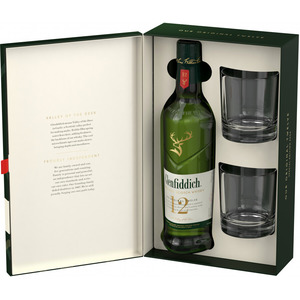 Виски Glenfiddich 12 Years Old, gift box with 2 glasses