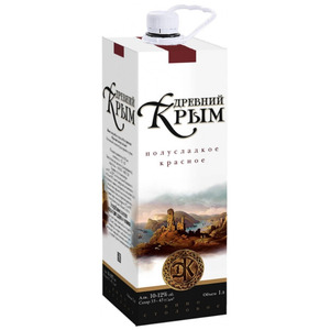 Вино "Древний Крым" Красное полусладкое, Пэт-Пак, 1 л