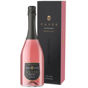 Игристое вино "Agora Cuvee" Pinot Noir Chardonnay Brut, gift box