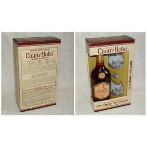 Коньяк "Саят Нова" 20-летний, в подарочной коробке с двумя бокалами, 0.5 л