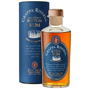Граппа Sibona, Grappa Riserva Rum Wood Finish, in tube, 0.5 л