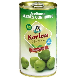 Оливки зеленые с косточкой Karina, 350 г жестяная банка