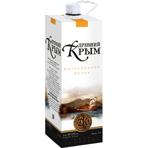Вино "Древний Крым" Белое Полусладкое, ПЭТ-Пак, 1 л