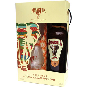 Ликер "Amarula" Marula Fruit Cream, gift box with 2 glasses, 0.7 л