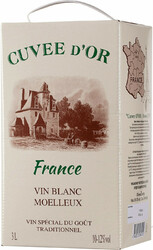 Вино "Кюве д'Ор" Белое Полусладкое, бэг-ин-бокс, 3 л