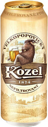 Пиво "Велкопоповицкий Козел" Нефильтрованное (Россия), в жестяной банке, 0.5 л