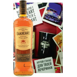 Ром Bacardi OakHeart, with glass, gift box, 0.7 л