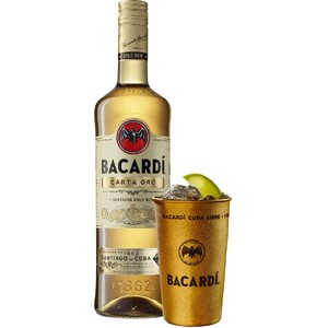 Ром "Bacardi" Carta Oro, with metal cup, 0.7 л