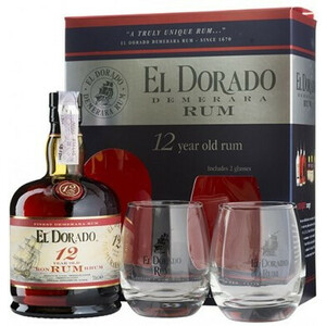 Ром "El Dorado" 12 Years Old with 2 glasses, gift box, 0.7 л