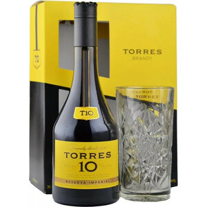 Бренди Torres 10 Gran Reserva, gift box with glass, 0.7 л