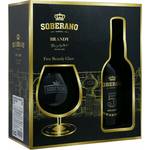 Бренди "Soberano" Reserva 5 Years Old, gift box with glass, 0.7 л