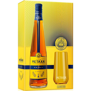 Бренди Metaxa 5*, gift box with 2 glasses, 0.7 л