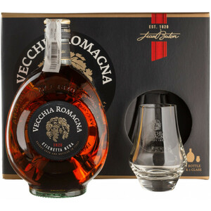 Бренди "Vecchia Romagna" Etichetta Nera, gift box with glass, 0.7 л