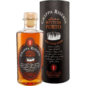 Граппа Sibona, Grappa Riserva Port Wood Finish, in tube, 0.5 л