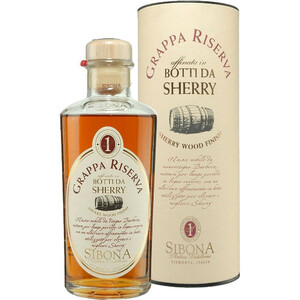 Граппа Sibona, Grappa Riserva Sherry Wood Finish, in tube, 0.5 л