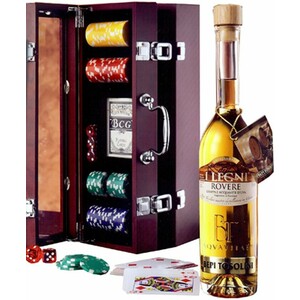 Граппа Bepi Tosolini, "I Legni Rovere", Poker set in wooden box, 0.5 л