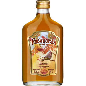 Ликер "Рябиновая" на коньяке, настойка сладкая, фляга, 250 мл