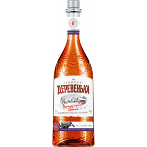 Ликер "Зимняя деревенька" Черноплодная рябина на коньяке, настойка сладкая, 0.5 л