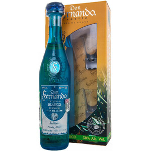Текила "Don Fernando" Blanco, gift box with 2 shots, 0.75 л