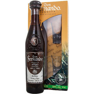 Текила "Don Fernando" Anejo, gift box with 2 shots, 0.75 л