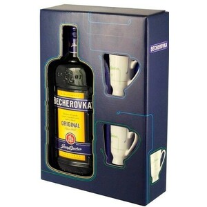 Ликер "Becherovka", gift box with 2 cups, 0.5 л