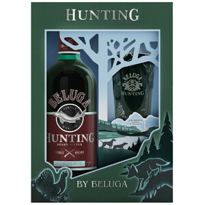 Ликер "Белуга Хантинг" Ягодный Биттер, в подарочной коробке со стаканом с подсветкой, 0.7 л