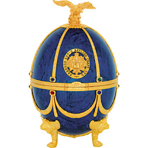 Водка "Императорская Коллекция" в футляре в форме яйца Фаберже, Сапфир, в бархатной коробке